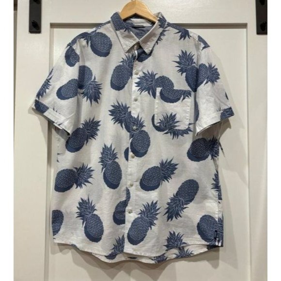 IZOD MENS Saltwater Dockside‎ Short Sleeve Pineapple Shirt - Size XL - Picture 1 of 7